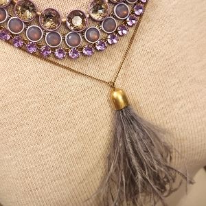J. Crew Long Feather Pendant Style Necklace